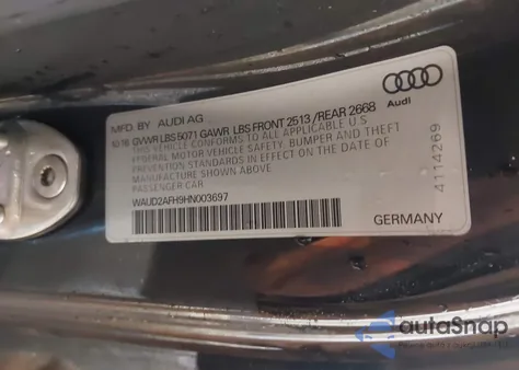 2017 Audi A5 2.0T Sport z USA, uszkodzony, nr VIN WAUD2AFH9HN003697